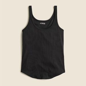 J. Crew Vintage Rib Knit Shelf Bra Tank Top Cotton Blend Stretch Classic Black M